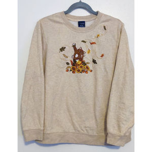 Women's Beige Cat Crew Neck Sweatshirt